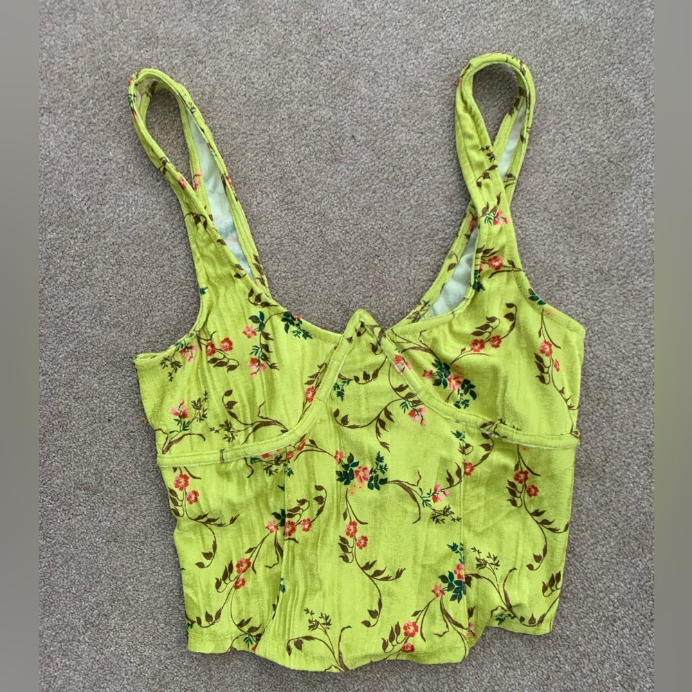 Urban outfitters velvet floral bustier crop top